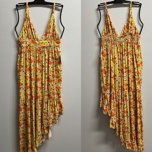 Floral Asymmetrical Yellow Dress - Arizona Jean Co